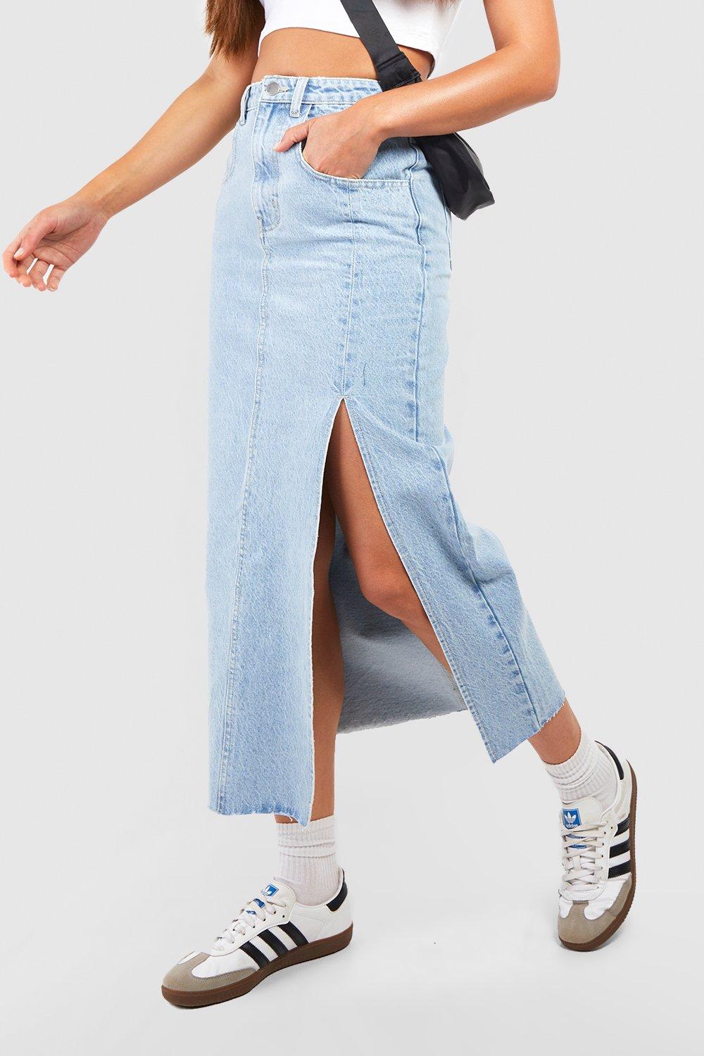 Tall Split Side Denim Midi Skirt